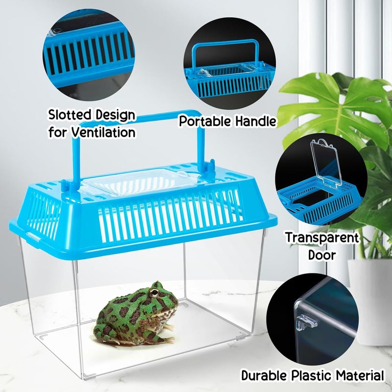 ONLYFU 12Pcs Plastic Reptile Terrariums Carrier Cage, Tarantula Enclosure Snake Breeding Box Hatching Container Transparent Fish Tank Turtle Aquarium with Random Color Lid for Shrimp, S(5.9" x 3.5" x 4.3") - Image 4